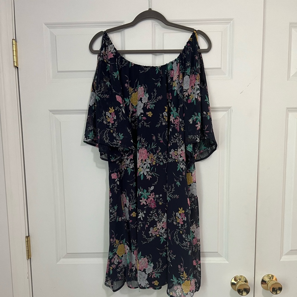 Navy blue and floral dress